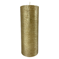 Linen Look Pillar Candle Gold 18cm