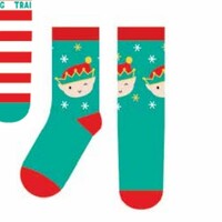 Kids Christmas Socks Elf 2pk  Medium