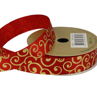 Red Gold Swirl  Ribbon 20mm x 3m
