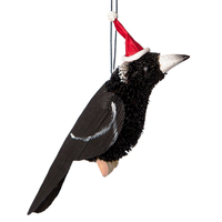 Magpie  Christmas  Bristle Decoration 9cm