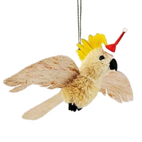 Flying Cockatoo  Christmas Bristle Decoration 18cm
