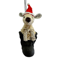 Joey in Boot Christmas Bristle Decoration 7cm
