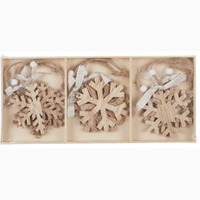 Natural Ply 7cm Snowflakes 9pc