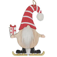 Skating Santa with Gift 13cm