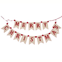 Merry Christmas Bunting with  Pom Poms 150cm