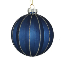 Stella Navy Gold Hanging Bauble with Ribs 8cm
