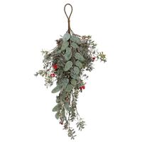Soft Green Leaf and Red Berry Door Hanger 70cm