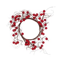 Red Berry and Twig  Candle Wreath 25cm