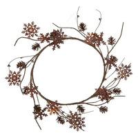 Snowflake Pinecone Rusty Metal Wreath 35cm