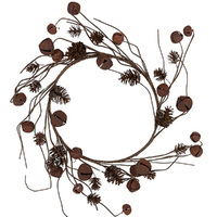Bell and Pine Cone Rusty Metal Wreath 35cm