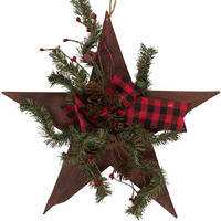 Tartan Pine Needle and Cone Rust Hanging Star 33cm