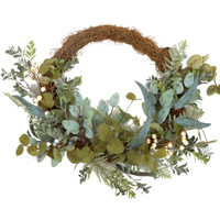 Mixed Leaf Half Wreath on Natural Back 55cm