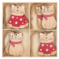 Christmas Red and White  Cats  Hanging  Decoration Set  8pc