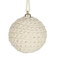 Natural Woven Fabric Bauble  8cm