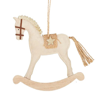 Natural Rocking Horse  Felt  Hanging Christmas Decoration
