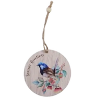 Blue Wren Aussie Critter MDF 8cm Hanging Christmas Decoration