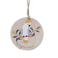 Cockatoo Aussie Critter MDF 8cm Hanging Christmas Decoration