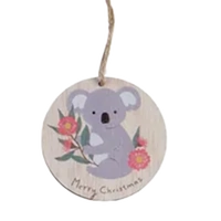 Koala Aussie Critter MDF 8cm Hanging Christmas Decoration