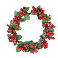 Red Berry with Leaves Candle Ring 15cm