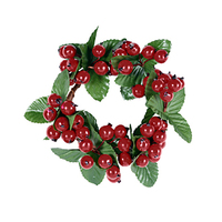 7.5cm Red Berry with Leaves  Candle/ Napkin Ring