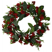 56cm Red Berry Cluster with Leaves