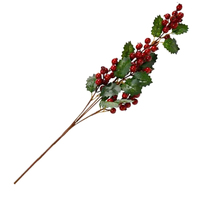 Red Berry and Holly Leaf Spray 75cm