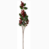 Red Berry and Holly Leaf Spray 75cm