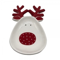Reindeer  Red White  Ceramic  Plate17x11.5x2.5cm