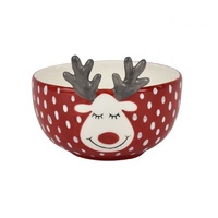 Reindeer Red White Ceramic  Bowl 13x12.5x9.5 cm