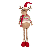 Extendable Fabric Reindeer in Red/Green  Christmas Sweater