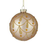 Embellished Matt Gold Glass Christmas Decoration