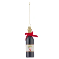 Red Wine Bottle Glass Hanging Christmas Decoration 13cm