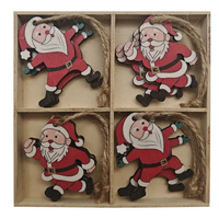 Red Santa MDF Christmas Hanging Decorations Set