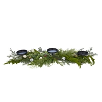 Mixed Green Foliage 3Lite Candle Holder 76cm