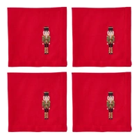 Red Embroidered Nutcracker Linen Napkin 4pk