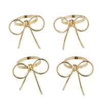 Dainty Gold Bow Napkin Rings 4pk