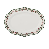 Red and Green Berry Oval  Ceramic  Platter 35cm