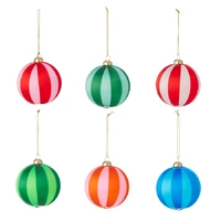 Bright Stripe  8cm Silk Christmas Baubles 6pk