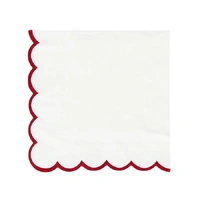 Red Scalloped Edge Disposable Paper Serviette 20pk