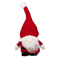 Red and White Knitted  Fabric Santa Gnome