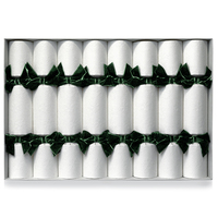 Dreamy Snowfall Embossed Christmas Crackers - Green Bow 8pk