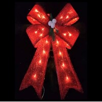 Christmas bow - Red with LED lights  