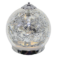 Silver Rotating  Christmas Water Globe  with Snowflakes