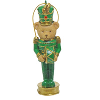 Green Coat Bear Nutcracker Hanging Christmas Decoration 14cm