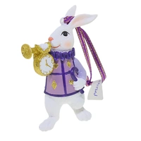 Hanging White Rabbit in Purple Christmas Decoration 8 cm
