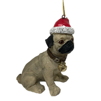 Christmas Pug Hanging Decoration 10cm