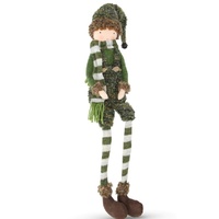 Fabric Elf  Boy  Sitting Moss  49cm H