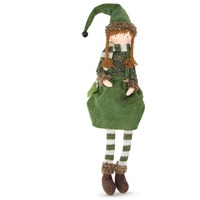 Fabric Elf  Girl  Sitting Moss  49cm H