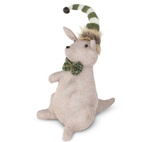 Fabric Fauna Standing Kangaroo with Bow Tie Moss  37cm H