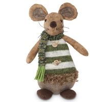 Fabric Woodland Sitting Mouse Moss 20cm H